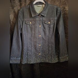 Chico's Black Jean Jacket with Gold Accents